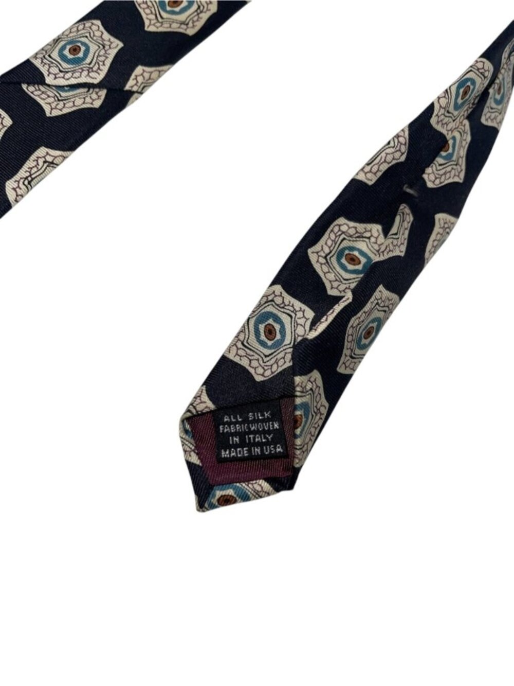 Christian Dior Monsieur Vintage Silk Tie Black Beige Teal Necktie Made in USA - Picture 5 of 9